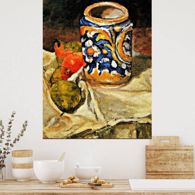Cezanne - Stillleben mit italienischem Erdgeschirr Poster (Küche)
