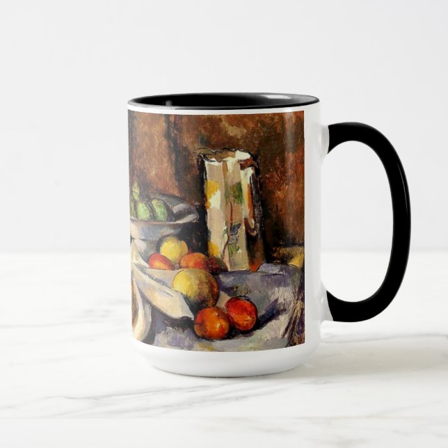 Cezanne - Stillleben, Post, Flasche, Cup und Obst Tasse (Rechts)