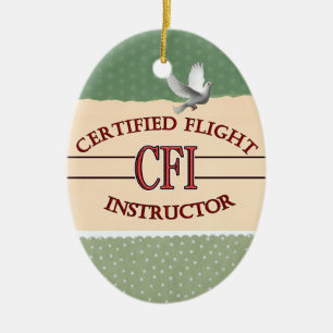 CFI LOGO RED CERTIFIFIFIFIED FLIGHT INSTRUCTOR KERAMIKORNAMENT