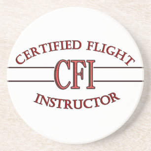 CFI LOGO ROT ZERTIFIZIERT FLUGLEHRER SANDSTEIN UNTERSETZER