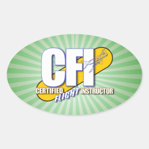 CFI-LOGO - ZERTIFIZIERTER FLUGZEUG OVALER AUFKLEBER