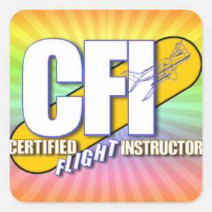 CFI-LOGO - ZERTIFIZIERTER FLUGZEUG QUADRATISCHER AUFKLEBER