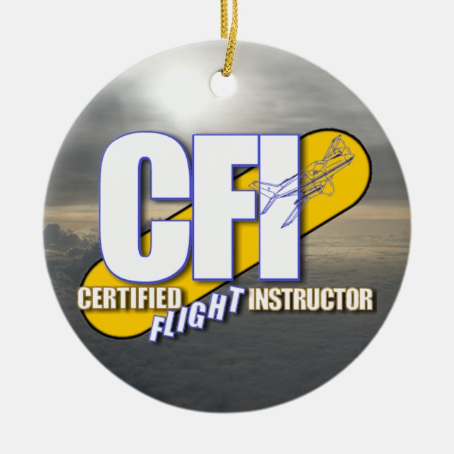 CFI-LOGO - ZUGELASSENER FLUG-LEHRER KERAMIK ORNAMENT (Vorne)