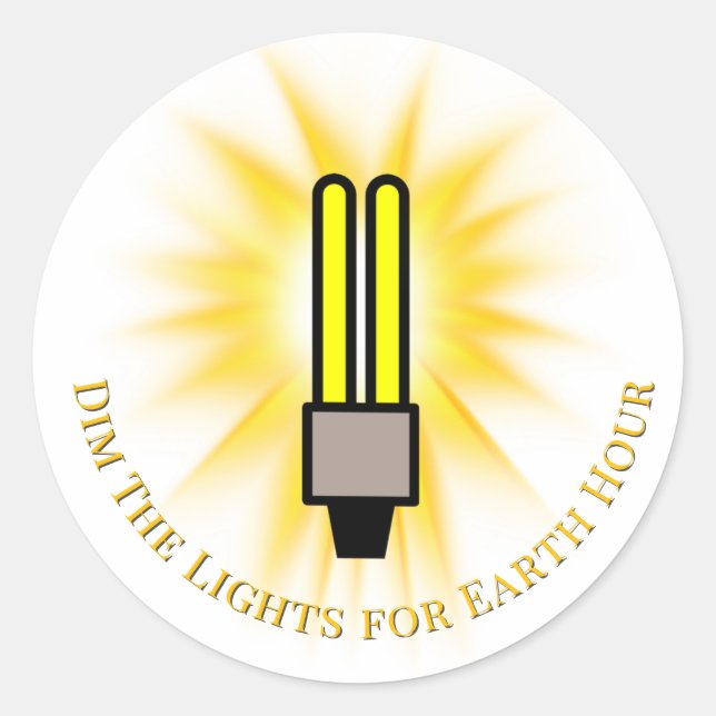 CFL Bulb Dim The Lights Earth Hour  Runder Aufkleber (Vorderseite)