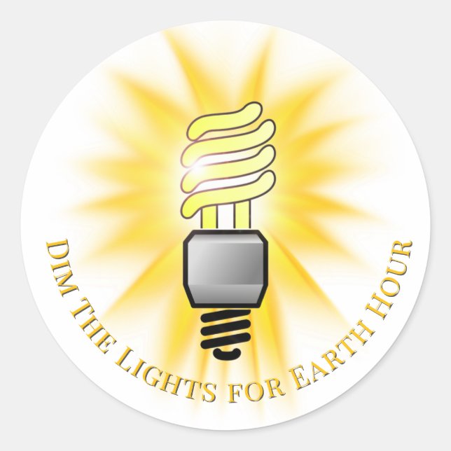 CFL Bulb Dim The Lights Earth Hour Runder Aufkleber (Vorderseite)