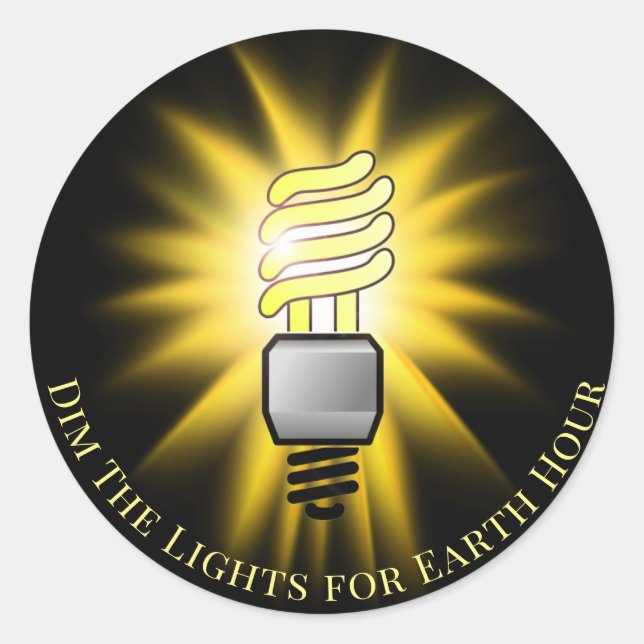 CFL Bulb Dim The Lights Earth Hour Runder Aufkleber (Vorderseite)