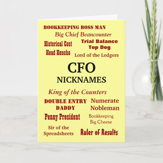 CFO Birthday | Grausamer Joke Nicknames und Titel Karte (Vorderseite)