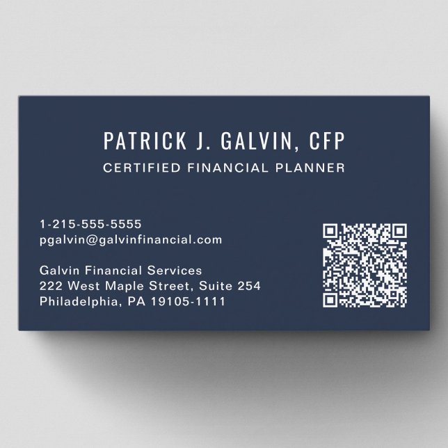 CFP Certified Financial Planner QR-Code Blau Visitenkarte (CFP Certified Financial Planner QR Code Blue Business Card)