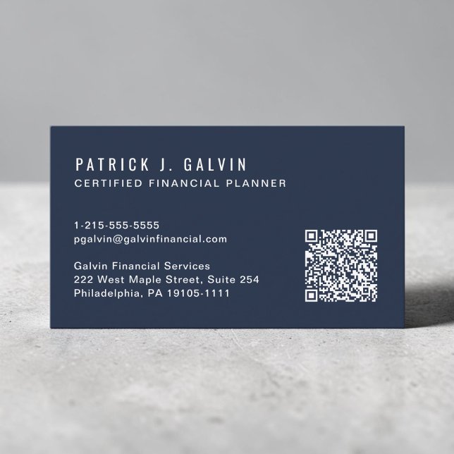 CFP Certified Financial Planner QR-Code Blau Visitenkarte (CFP Certified Financial Planner QR Code Blue Business Card)