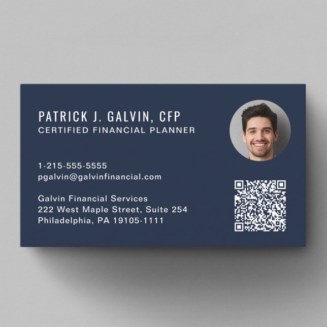 CFP Certified Financial Planner QR-Code Foto Visitenkarte (CFP Certified Financial Planner QR Code Photo Business Card)