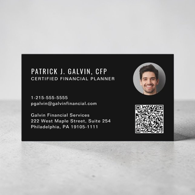 CFP Certified Financial Planner QR-Code Foto Visitenkarte (CFP Certified Financial Planner QR Code Photo Business Card)