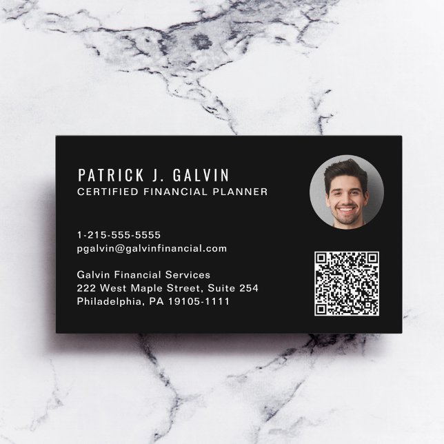 CFP Certified Financial Planner QR-Code-Foto Visitenkarte (CFP Certified Financial Planner QR Code Photo Business Card)
