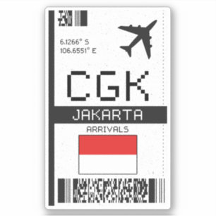 CGK Jakarta Boarding Pass - Indonesien Reisen Aufkleber