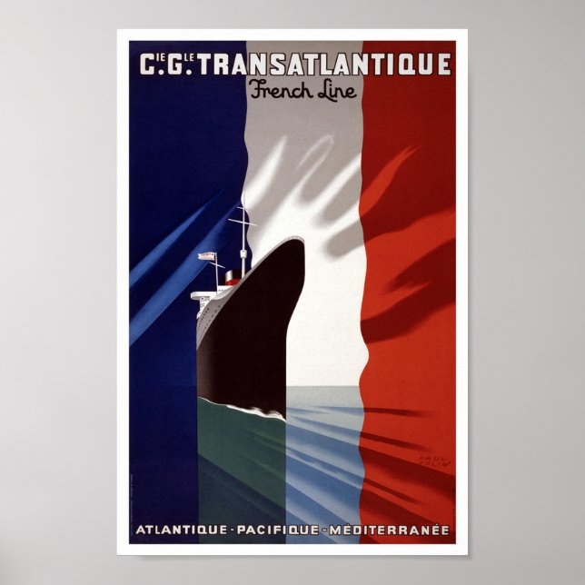 CGT French Ocean Liner Vintage Travel Poster (Vorne)
