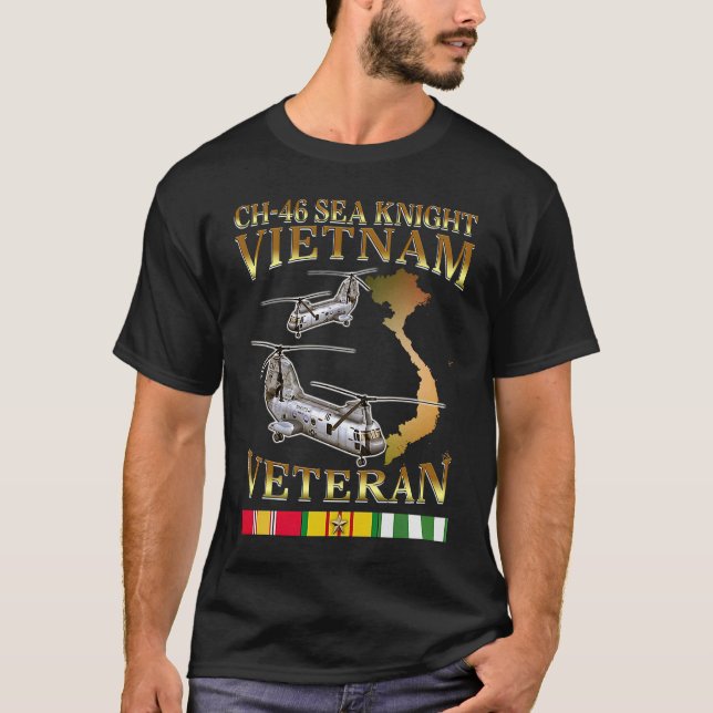 Ch 46 Seemann Hubschrauber Vietnam Krieg Veteran T-Shirt (Vorderseite)