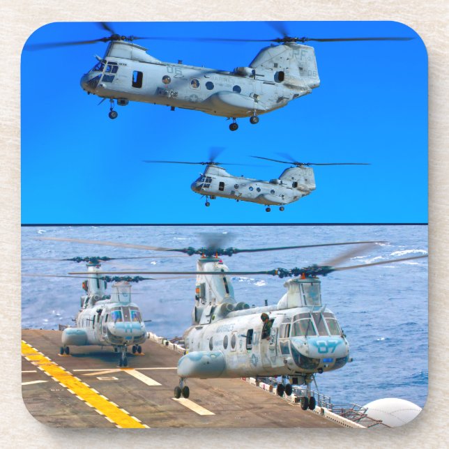 CH-46E MEERESKNIGHT GETRÄNKEUNTERSETZER (Vorderseite)