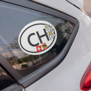 CH - Schweizer Flagge mit Edelweiss-Blume Auto Magnet