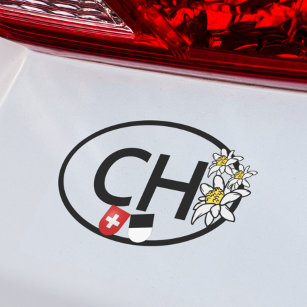 CH - Schweizer Freiburger Fahnen mit Edelweiss-Blu Auto Magnet