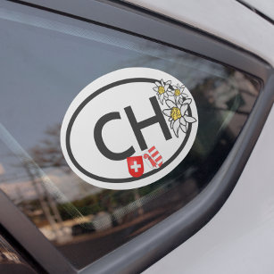 CH - Schweizer und Kantonsfahnen   Edelweiss-Blume Auto Magnet