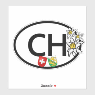 CH Swiss & Canton Thurgau Coat of Arms Oval Aufkleber