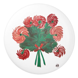 CH Zinnias Red Bouquet Keramikknauf