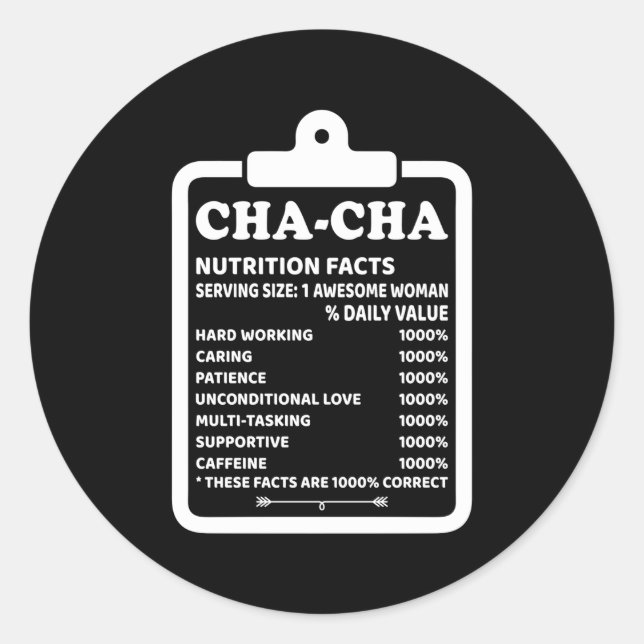 Cha-Cha Ernährungswissenschaft Oma Runder Aufkleber (Vorderseite)
