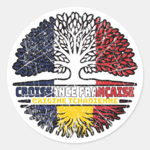Chad Chadian Französisch-Tree-Roots-Flag Runder Aufkleber
