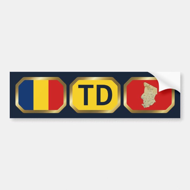 Chad Flag Map Code Autoaufkleber (Vorne)