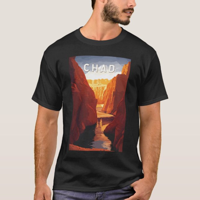 Chad Illustration Travel Art Vintage T-Shirt (Vorderseite)