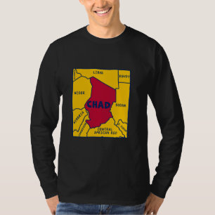 Chad Karte in Flaggenfarben und umgebenden Ländern T-Shirt