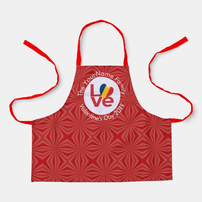 Chad Red LIEBE Flag Personalisiert Schürze (Vorderseite)