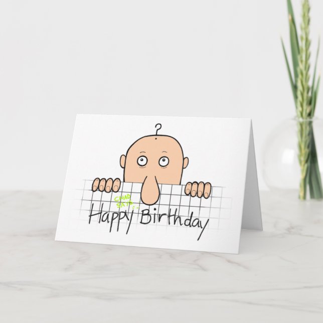 Chad Says Wot No Wrinkles Birthday Card Karte (Vorderseite)