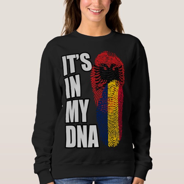 Chadian And Albanian Mix DNA Flag Heritage Sweatshirt (Vorderseite)