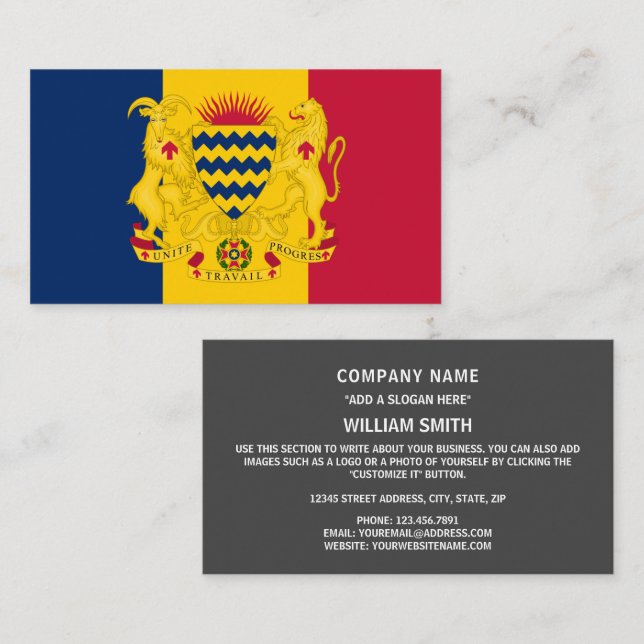 Chadian Flag & Wappen, Flagge des Tschad Visitenkarte (Vorne/Hinten)