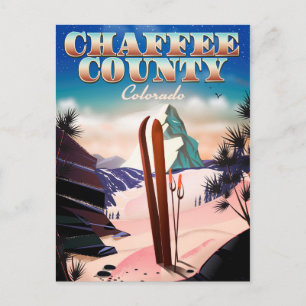 Chaffee County, Colorado-Ski-Poster. Postkarte