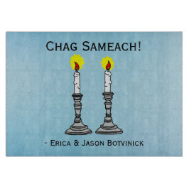 Chag Sameach Candles Glass Schneidebrett