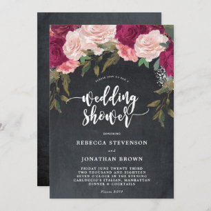 Chaie florale bordeaux wedding shower invitation