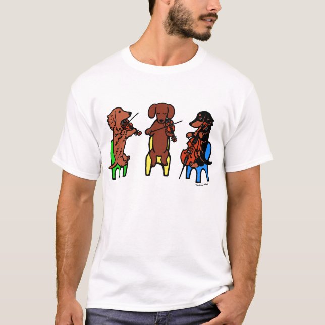 Chaîne Dachshund Trio Musiciens Tshirt (Devant)