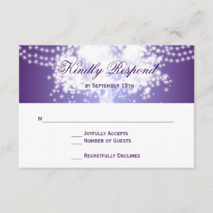 Chaîne d'arbre violet éclaire les cartes RSVP de m