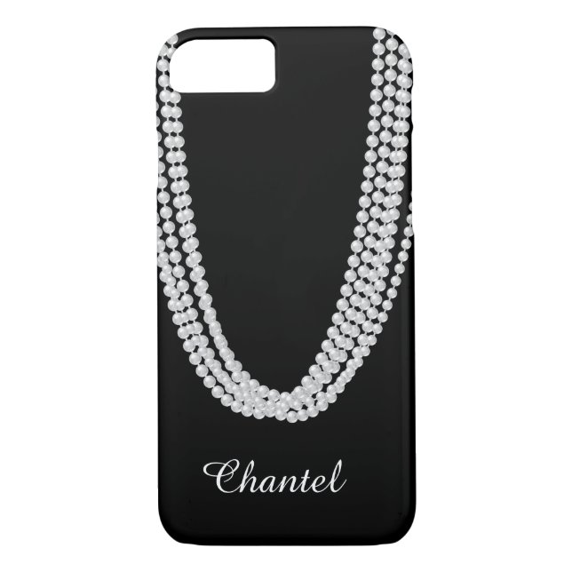 Chaîne de Coque Pearls iPhone 7 en blanc (Dos)