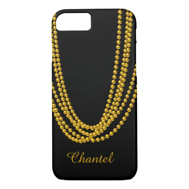 Chaîne de Coque Pearls iPhone 7 en or (Dos)