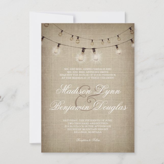 Chaîne de lumière Invitation Mariage campagnard ru (Devant)