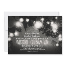 chaîne de lumières faire-part de mariage rustique