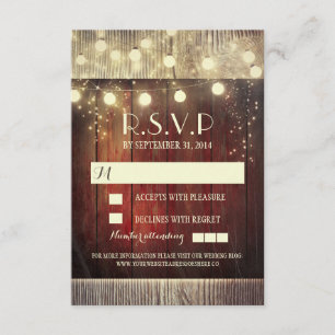 Chaîne de pays rustique lumières mariage cartes RS
