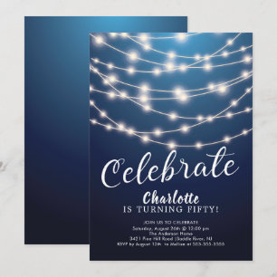 Chaîne Lights Blue Celebrate Birthday Invitation