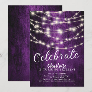 Chaîne Lights Sweet 16e anniversaire Invitation
