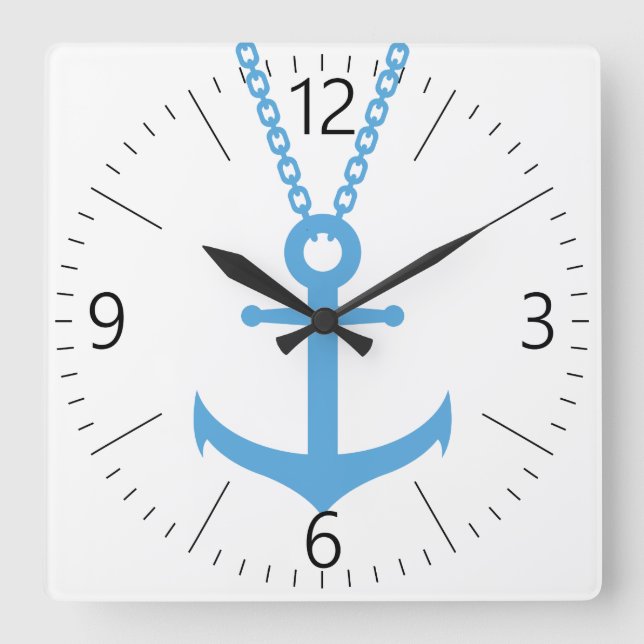 Chained anchor quadratische wanduhr (Vorderseite)