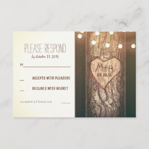 Chaînes de lumière Carved Coeur mariage RSVP Carte