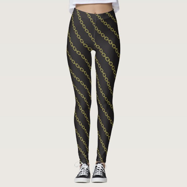 Chaînes d'or cool Leggings noirs (Devant)