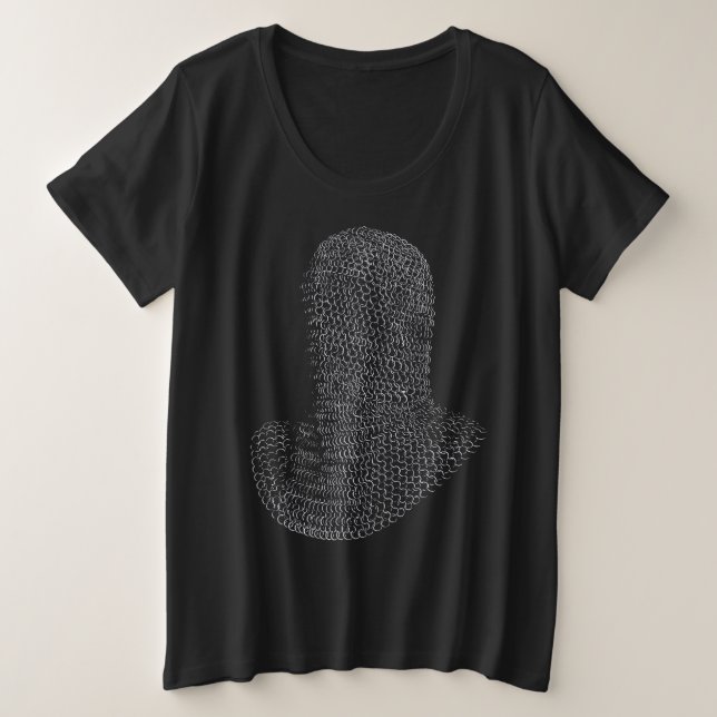 Chainmail Warrior Hood Große Größe T-Shirt (Design vorne)